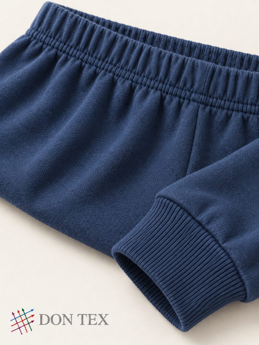 Close-up of the elasticated waistband and rib ankle cuff