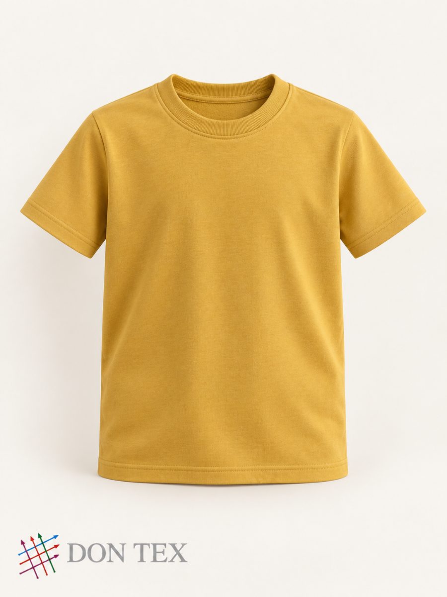 Boys’ knitted T-shirt in mustard, front view