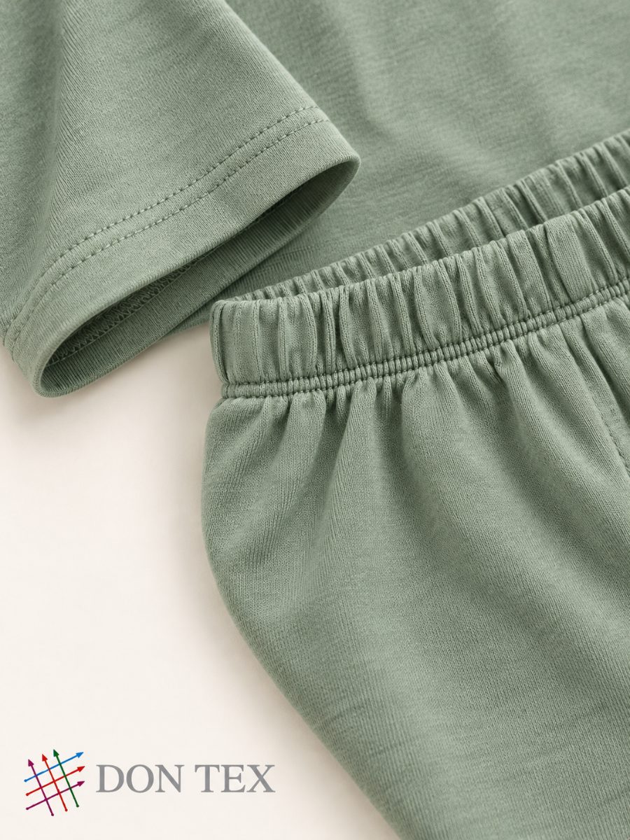 Enclosed elastic waistband on sage shorts