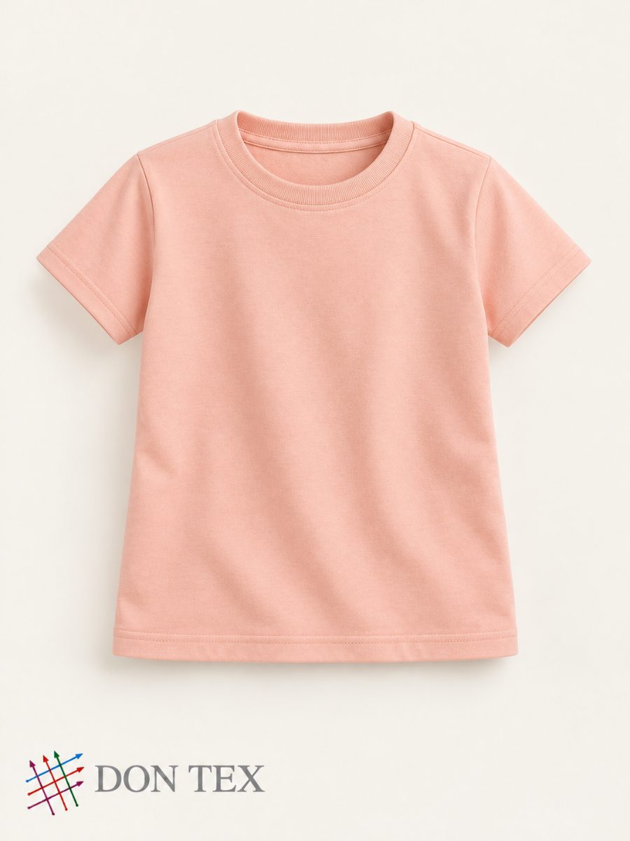Girls’ knitted T-shirt in peach, front view