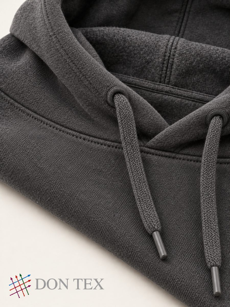 Close-up of the hood, eyelets and drawcords