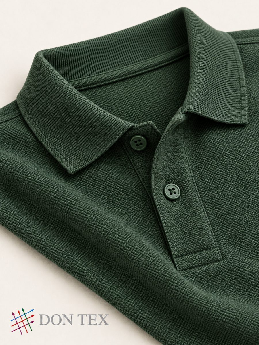 Piqué polo collar and placket