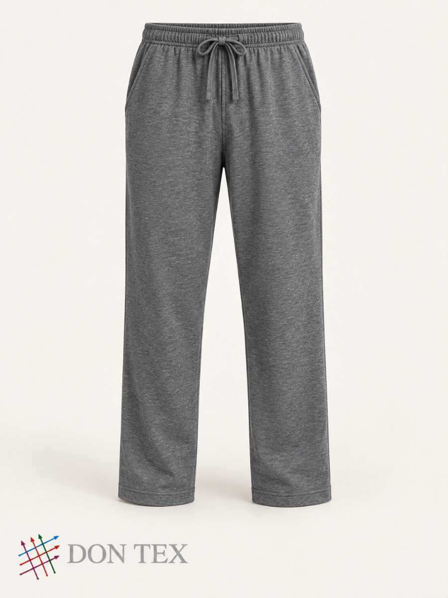 Men’s knitted pyjama pants in heather charcoal, front view