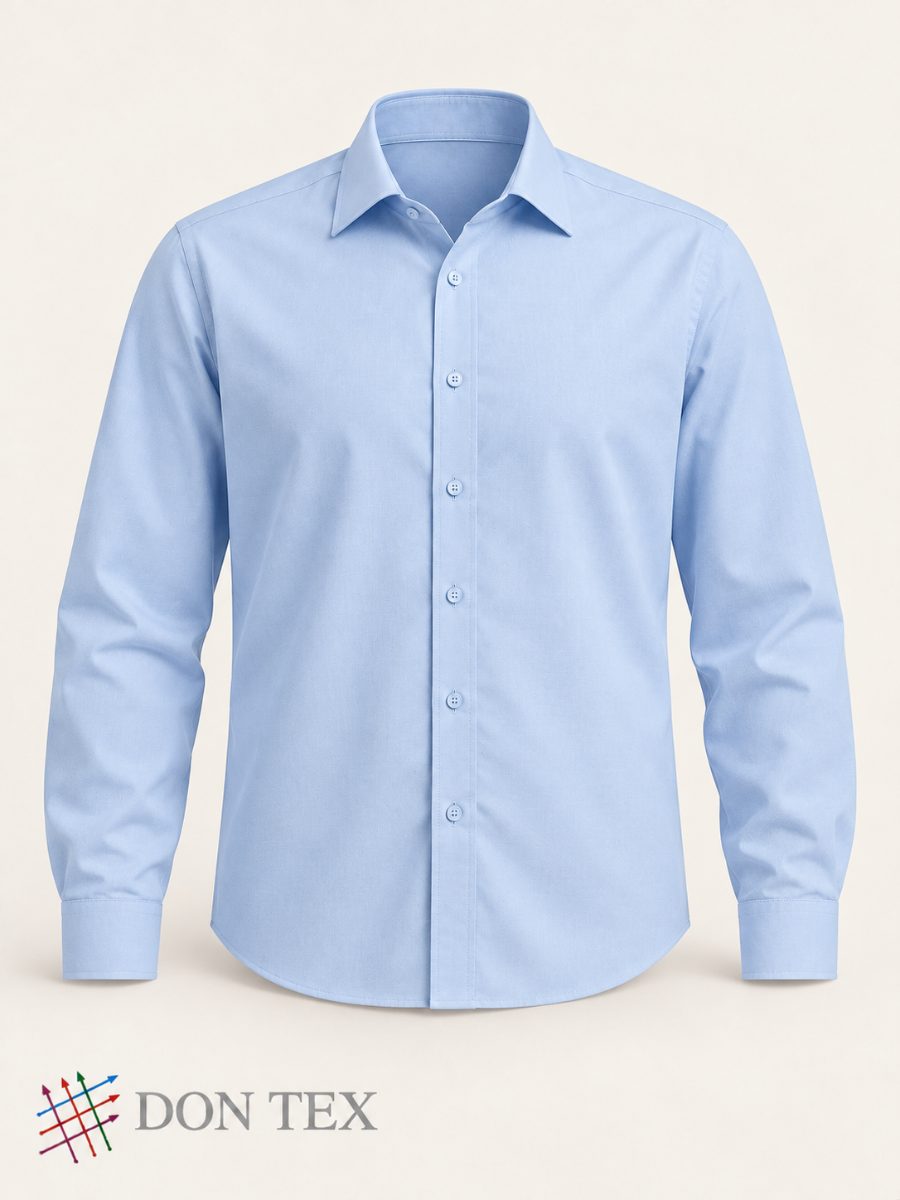 Men’s woven shirt in light blue, front view