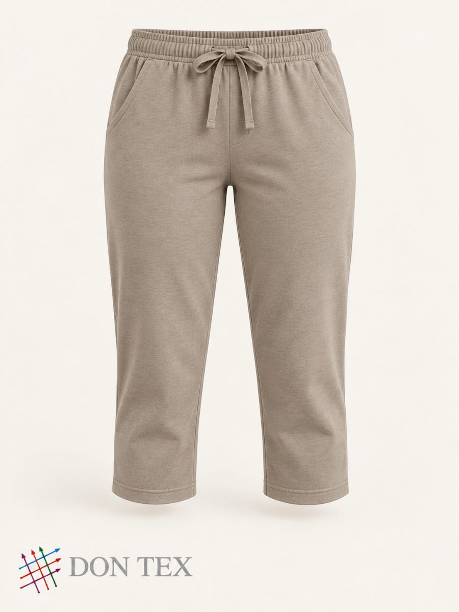 Women’s knitted capri pants in taupe, front view