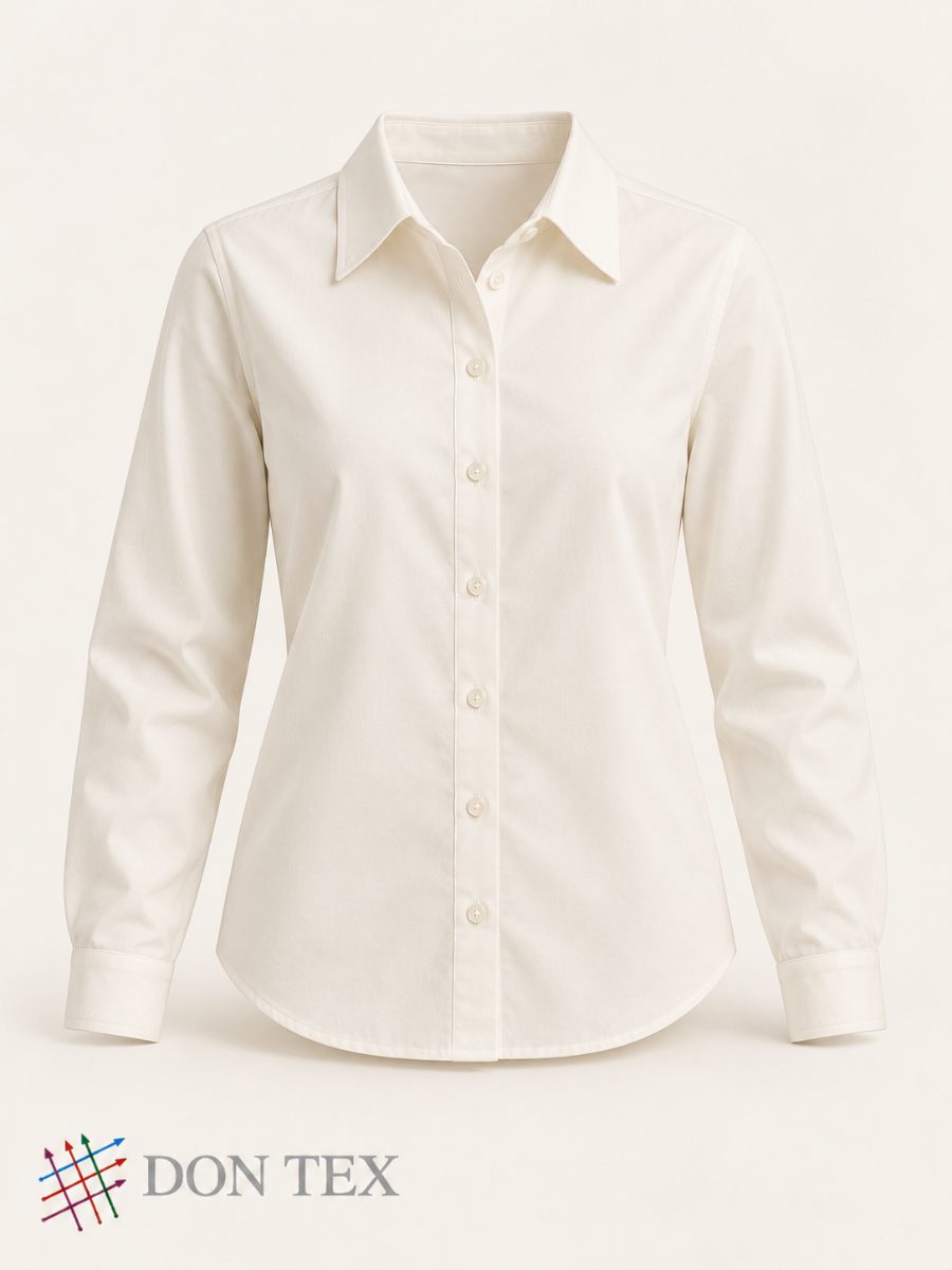 Women’s woven shirt in ivory, front view